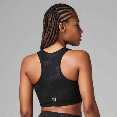 Embossed High Neck Crop Tank