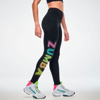 Electric Feel High Waisted Ankle Leggings - Bold Black