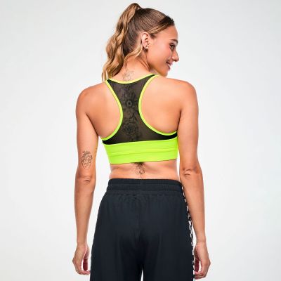 Electric Feel Racerback Scoop Bra With Mesh