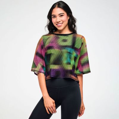 Electric Feel Mesh Dolman Crop Top