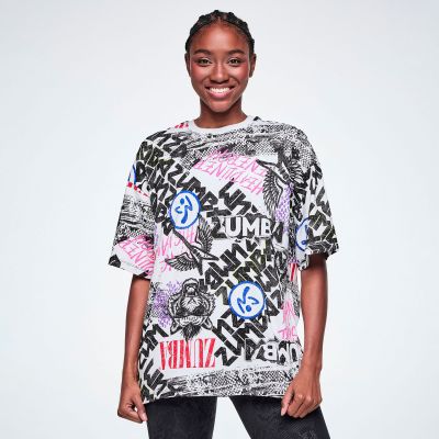 Rock 'n' Roll Oversized Drop Shoulder Tee - White