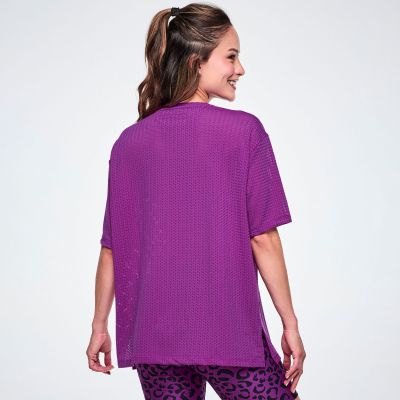 Ultrabright Mesh Boxy Top With Side Slits  - Caution