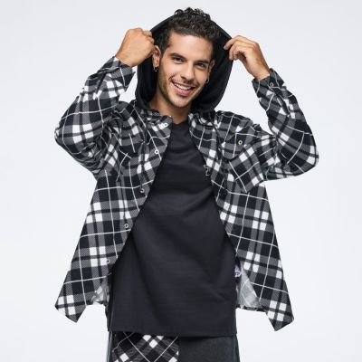 Eastern Flavor Flannel Shacket With Hood