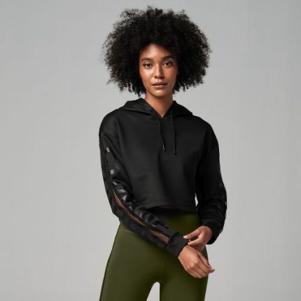 Branded Crop Pullover Hoodie