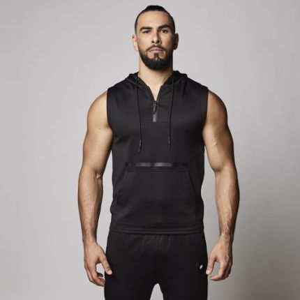 Muscle Sleeveless Hoodie-Black-S