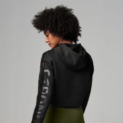 Branded Crop Pullover Hoodie