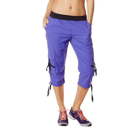  Oh So Soft Stretch Cargo Capri-Purple-XS