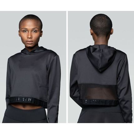 Mesh Accent Sport Hoodie   -Black-M