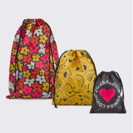 You In Bloom Zumba Drawstring Bags 3PK