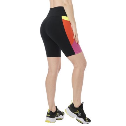 Color Blocked High Waisted Biker Shorts