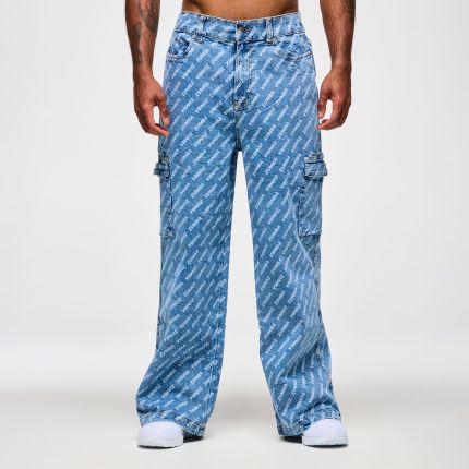 Blue Jean Baggy Denim Cargo Pants