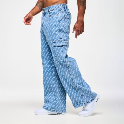 Blue Jean Baggy Denim Cargo Pants