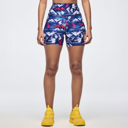 Apres Zumba High Waisted Biker Shorts - Blue