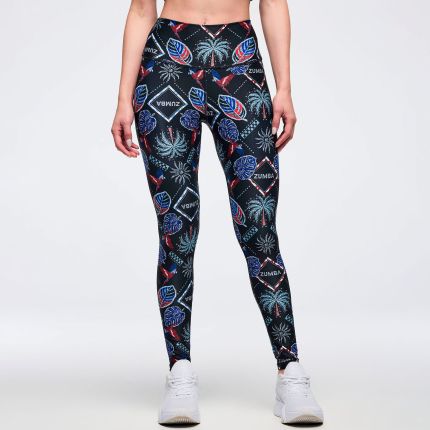 Latin Movement High Waisted Ankle Leggings - Multi