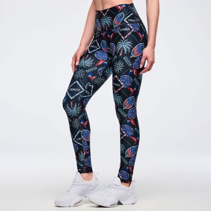 Latin Movement High Waisted Ankle Leggings - Multi