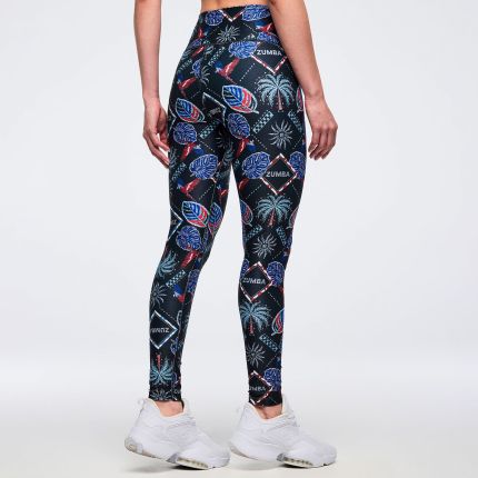 Latin Movement High Waisted Ankle Leggings - Multi