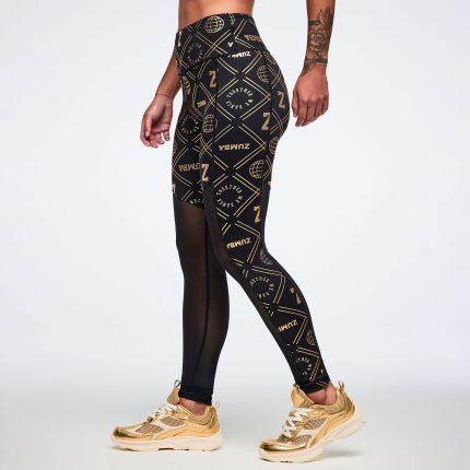 Worldwide High Waisted Ankle Leggings With Mesh Inserts