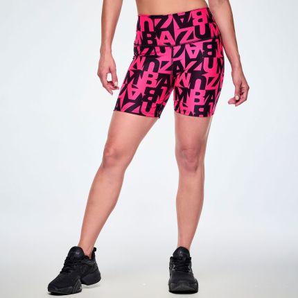 Ultrabright High Waisted Biker Shorts - Pink