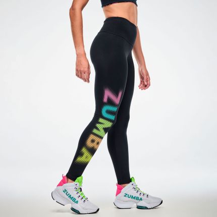 Electric Feel High Waisted Ankle Leggings - Bold Black