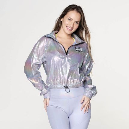 Zumba High Neck Futuristic Crop Pullover