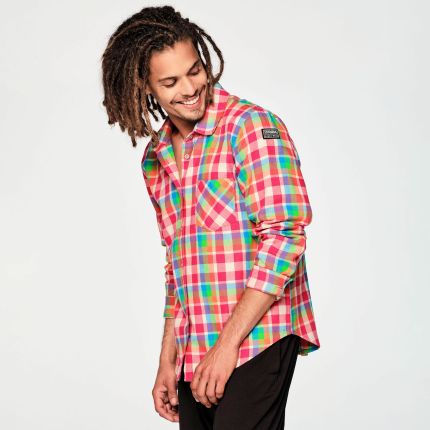 Zumba Plaid Pop Button Down