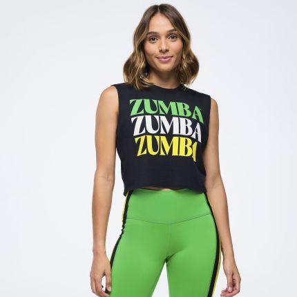 Zumba Haus Crew Neck Muscle Crop Tank