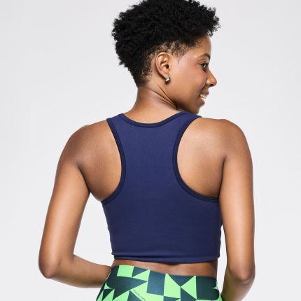 Zumba Out Loud Longline Bra - Navy/Green