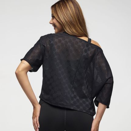 Zumba Runway Boxy Dolman Mesh Crop Top