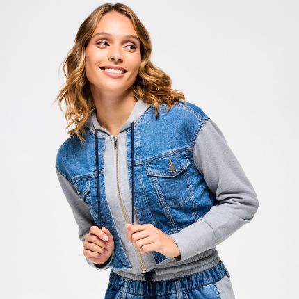 Blue Jean Crop Pullover Hoodie