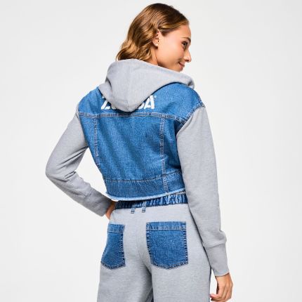 Blue Jean Crop Pullover Hoodie