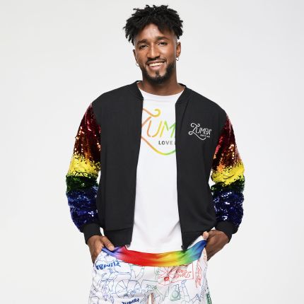 Zumba Bomber Jacket With Sequin Sleeves