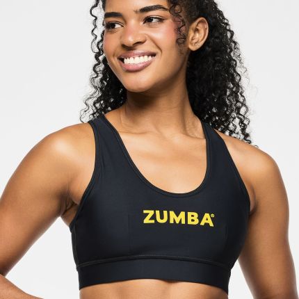 Zumba Rays Square Neck Bra - Bold Black