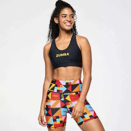 Zumba Rays Square Neck Bra - Bold Black