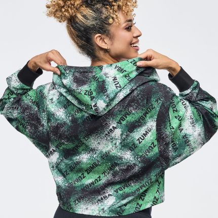 Apres Zumba Crop Woven Zip-Up Hoodie