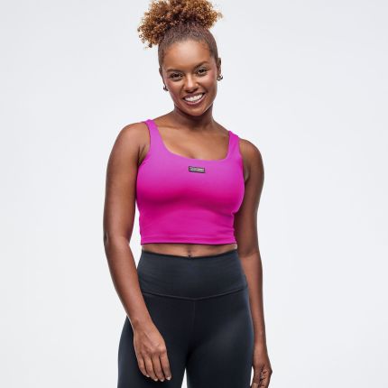 Sizzlin' Square Neck Crop Tank With Shelf Bra