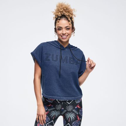 Latin Movement Short Sleeve Crop Pullover Hoodie