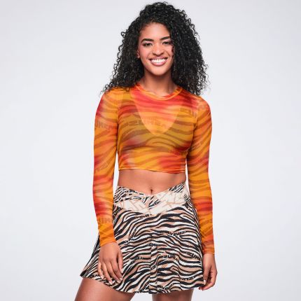 Wildbeat Long Sleeve Mesh Crop Top
