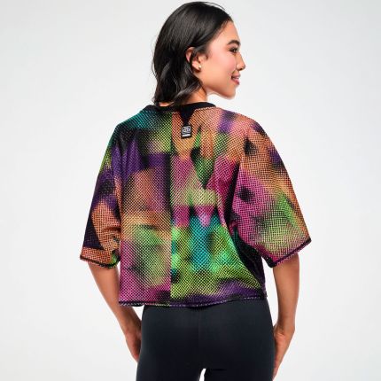 Electric Feel Mesh Dolman Crop Top