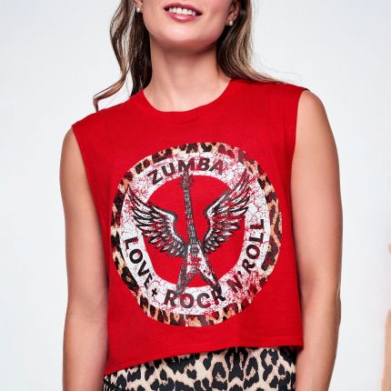 Rock 'n' Roll Crew Neck Muscle Crop Tank