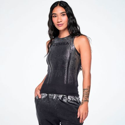 Rock 'n' Roll Fitted High Neck Rib Tank
