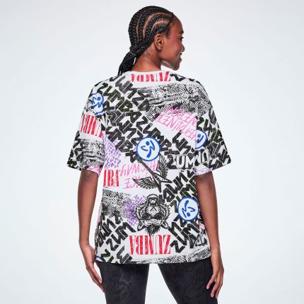 Rock 'n' Roll Oversized Drop Shoulder Tee - White