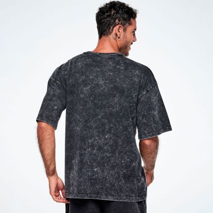 Rock 'n' Roll Oversized Drop Shoulder Tee - Black