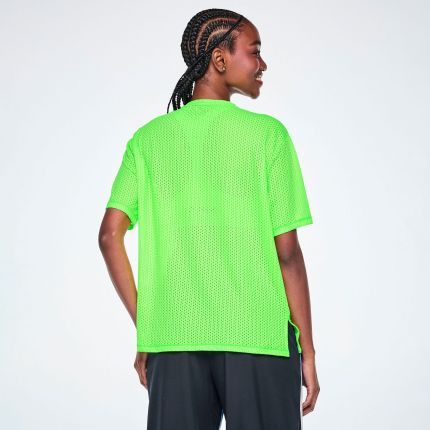 Ultrabright Mesh Boxy Top With Side Slits