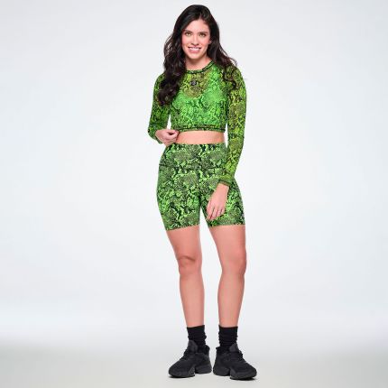 Ultrabright Long Sleeve Mesh Crop Top