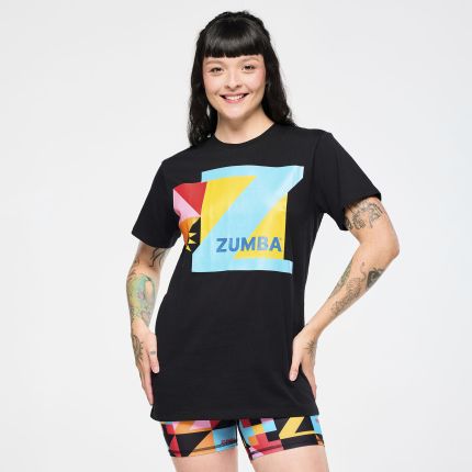 Zumba Rays Crew Neck Tee - Bold Black